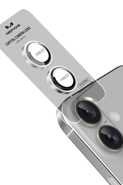 Keephone Apple iPhone 16 Capital Alüminyum AR Kamera Lens Koruyucu - Siyah