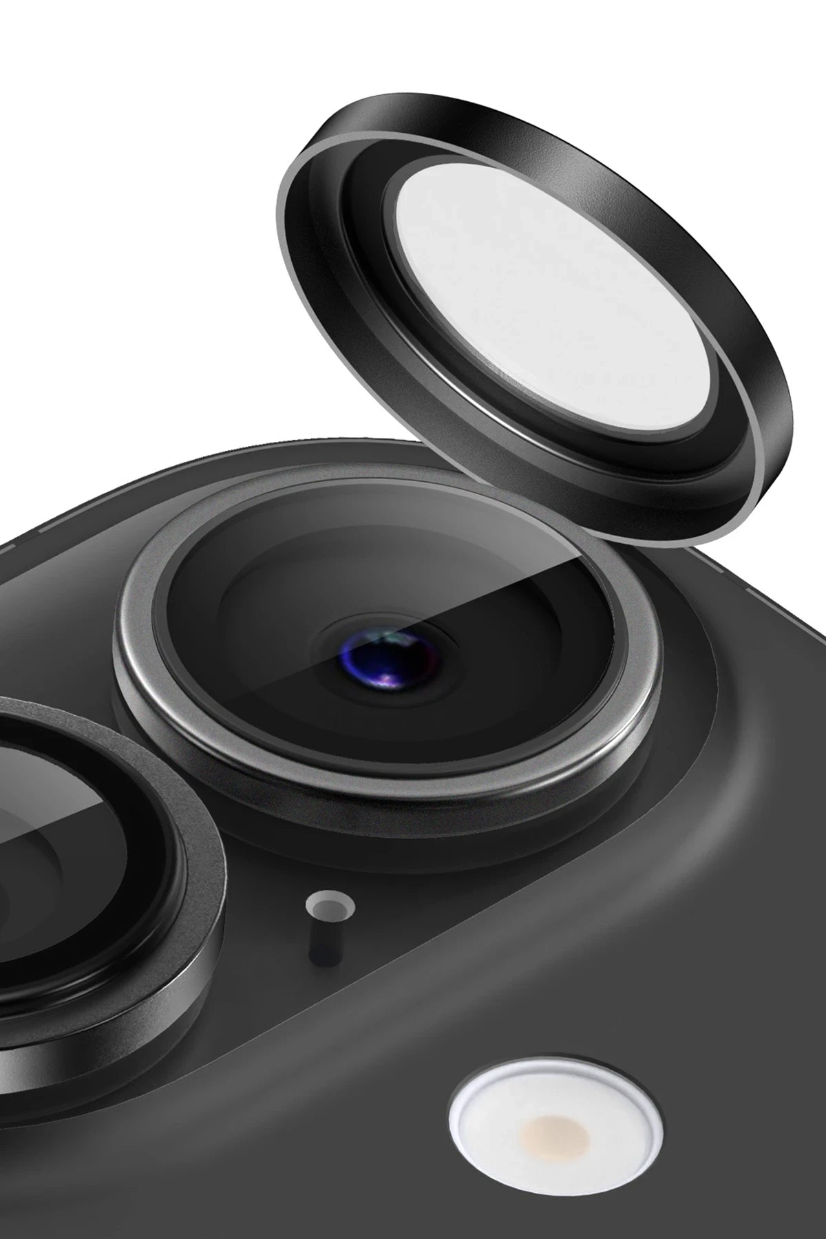 Keephone Apple iPhone 16 Capital Alüminyum AR Kamera Lens Koruyucu - Siyah