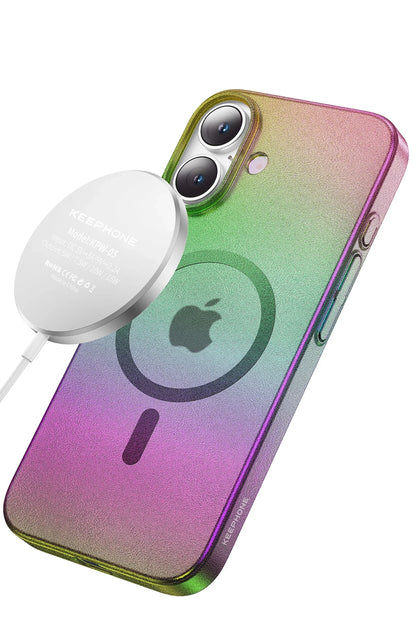 Keephone Apple iPhone 16 Fantasia Gökkuşağı Magsafe Kılıf - Siyah