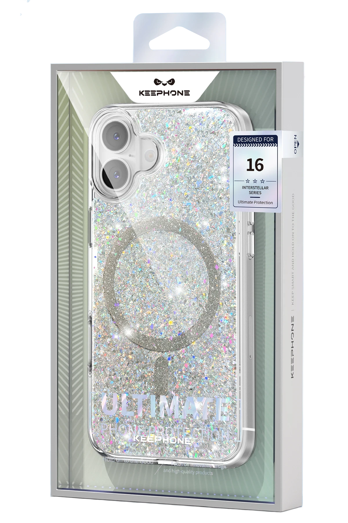 Keephone Apple iPhone 16 Plus Interstellar Glitter Magsafe Kılıf - Mavi