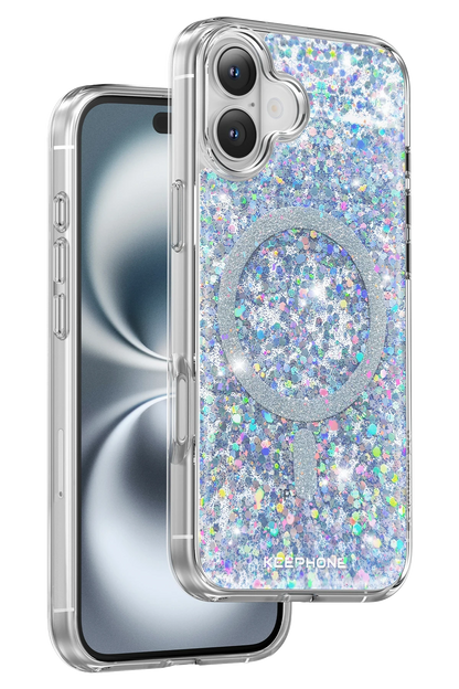 Keephone Apple iPhone 16 Plus Interstellar Glitter Magsafe Kılıf - Mavi