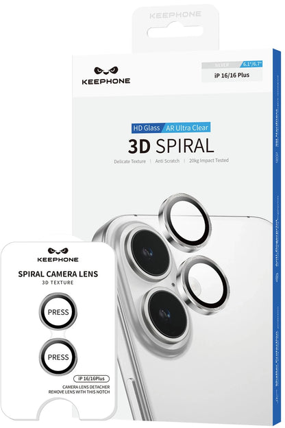 Keephone Apple iPhone 16 Pro Max 3D Spiral Alüminyum AR Kamera Lens Koruyucu - Siyah
