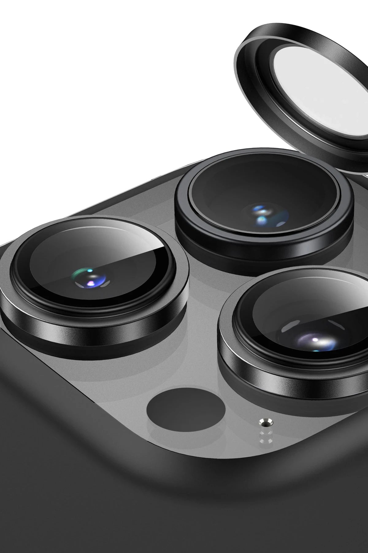 Keephone Apple iPhone 16 Pro Max Capital Alüminyum AR Kamera Lens Koruyucu - Siyah