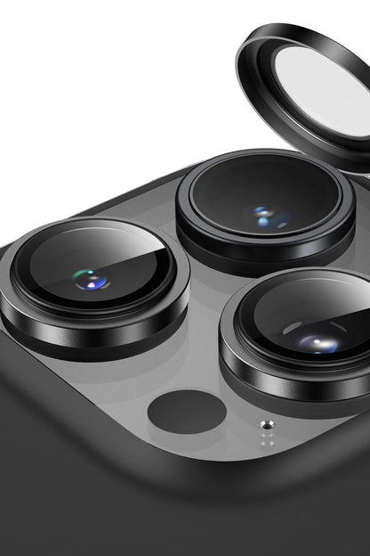Keephone Apple iPhone 16 Pro Max Capital Alüminyum AR Kamera Lens Koruyucu - Siyah