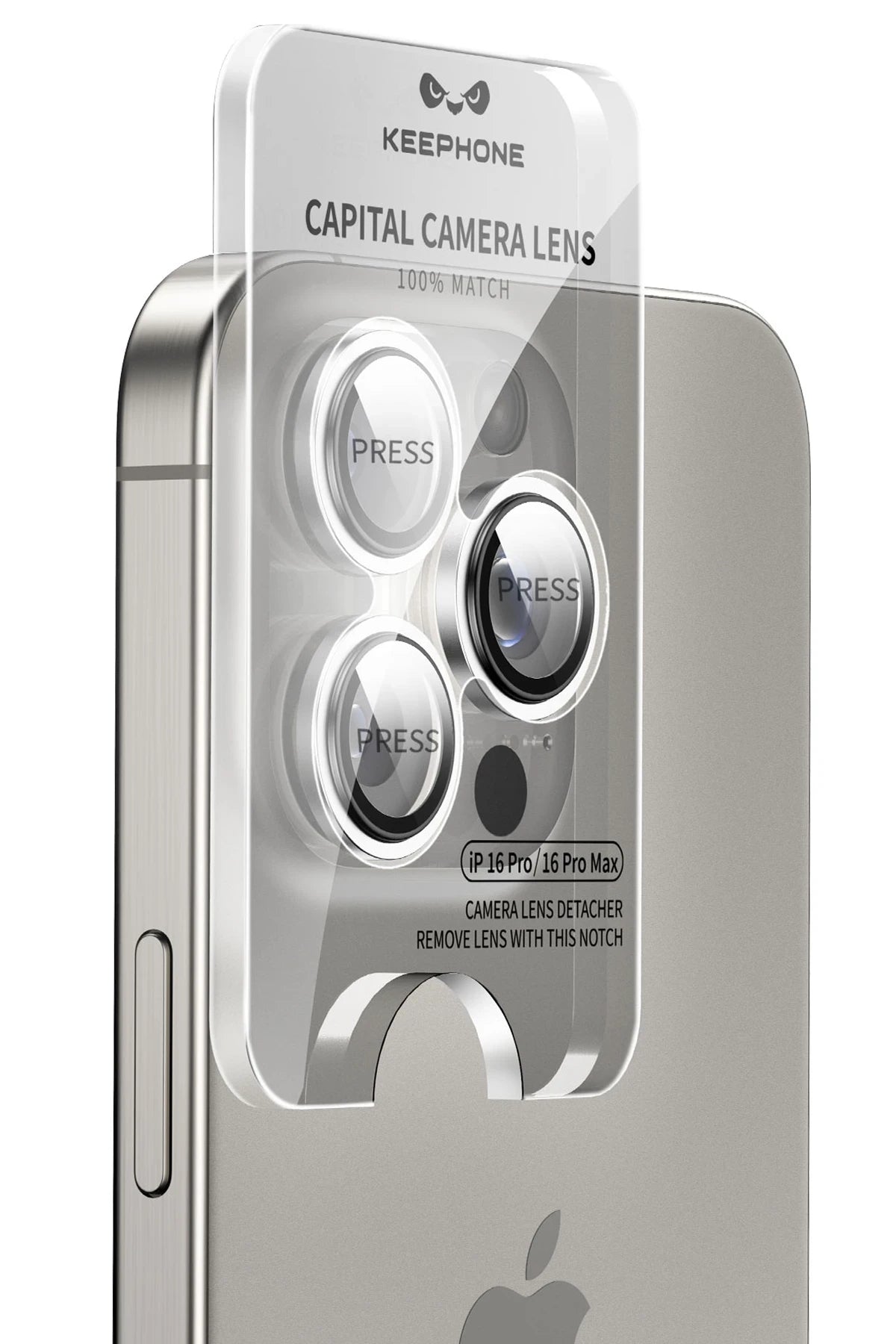 Keephone Apple iPhone 16 Pro Max Capital Alüminyum AR Kamera Lens Koruyucu - Siyah