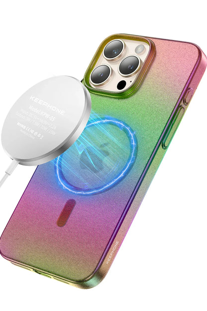 Keephone Apple iPhone 16 Pro Max Fantasia Gökkuşağı Magsafe Kılıf - Siyah