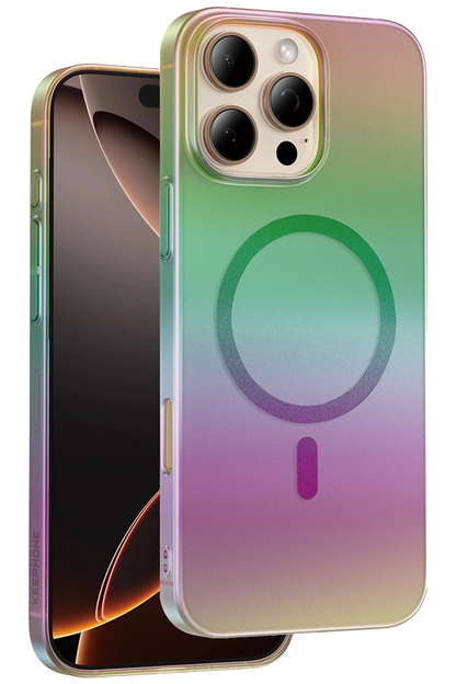 Keephone Apple iPhone 16 Pro Max Fantasia Gökkuşağı Magsafe Kılıf - Siyah