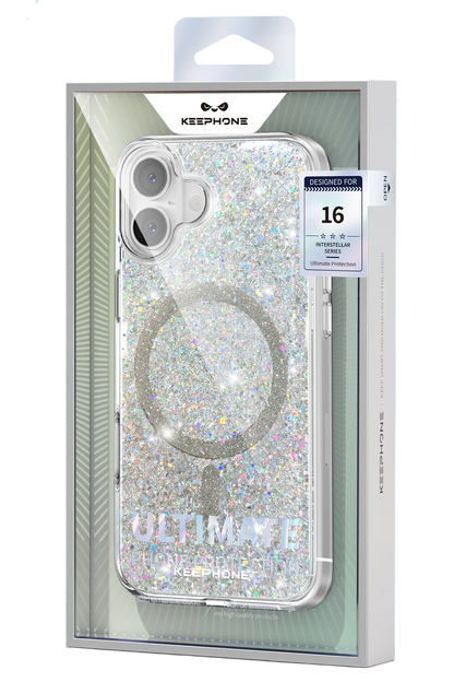 Keephone Apple iPhone 16 Pro Max Interstellar Glitter Magsafe Kılıf - Mavi