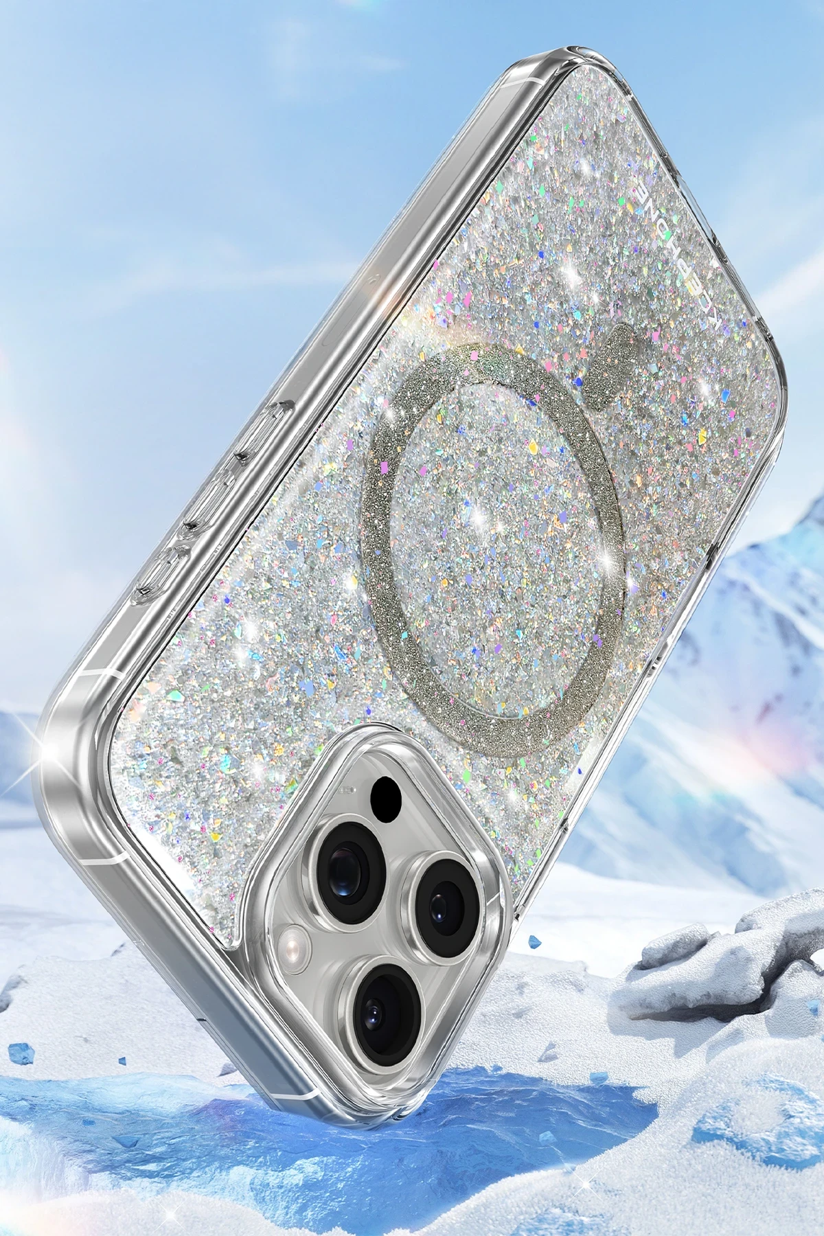 Keephone Apple iPhone 16 Pro Max Interstellar Glitter Magsafe Kılıf - Mavi