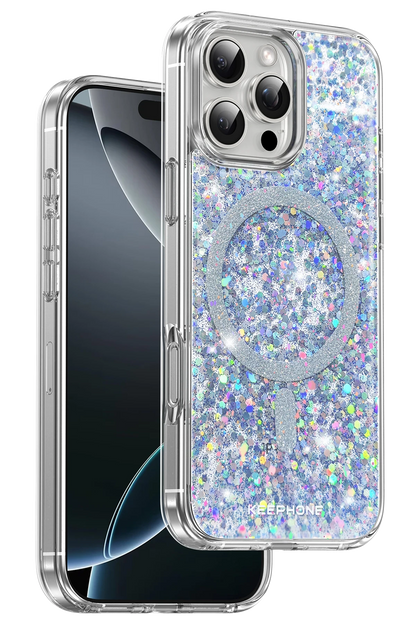 Keephone Apple iPhone 16 Pro Max Interstellar Glitter Magsafe Kılıf - Mavi