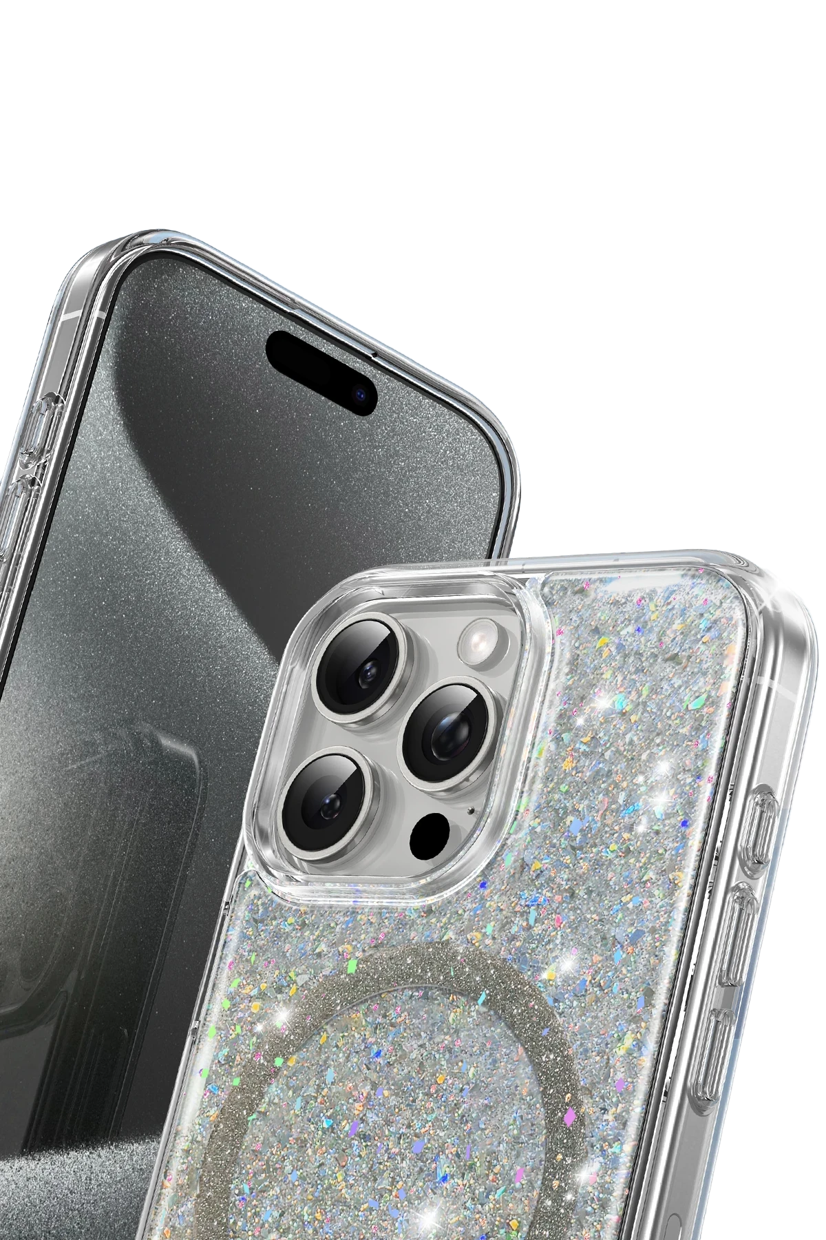 Keephone Apple iPhone 16 Pro Max Interstellar Glitter Magsafe Kılıf - Mavi