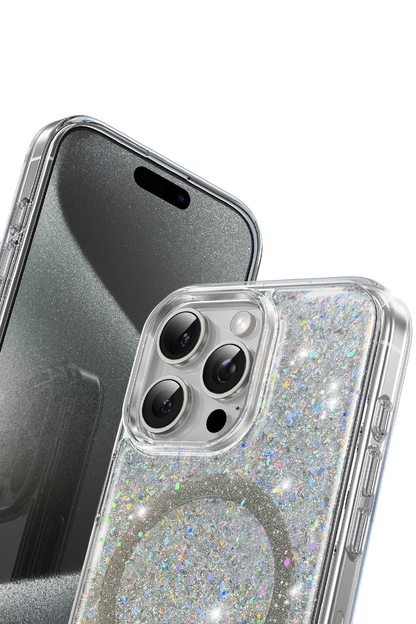 Keephone Apple iPhone 16 Pro Max Interstellar Glitter Magsafe Kılıf - Mavi