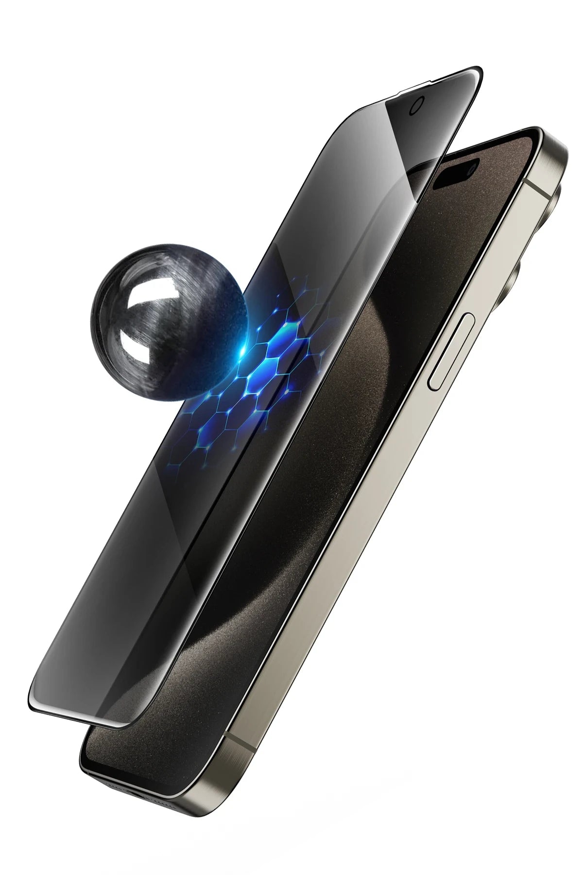 Keephone Apple iPhone 16 Pro Max UltraCurve Privacy 3D Cam Ekran Koruyucu - Siyah