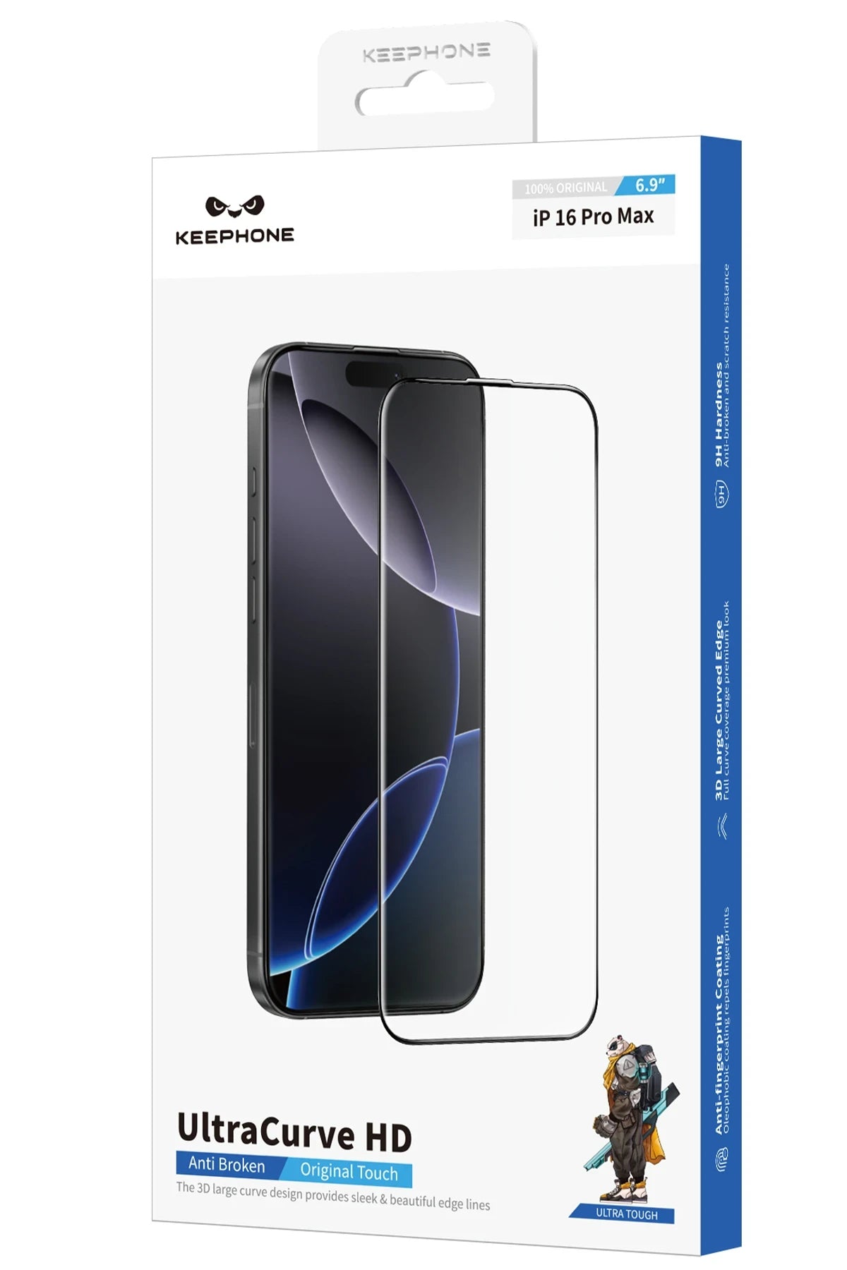 Keephone Apple iPhone 16 Pro UltraCurve HD 3D Cam Ekran Koruyucu - Siyah
