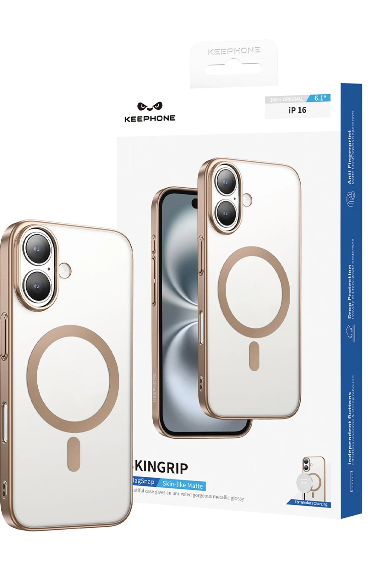Keephone Apple iPhone 16 Skingrip Magsafe Kılıf - Siyah Titanyum