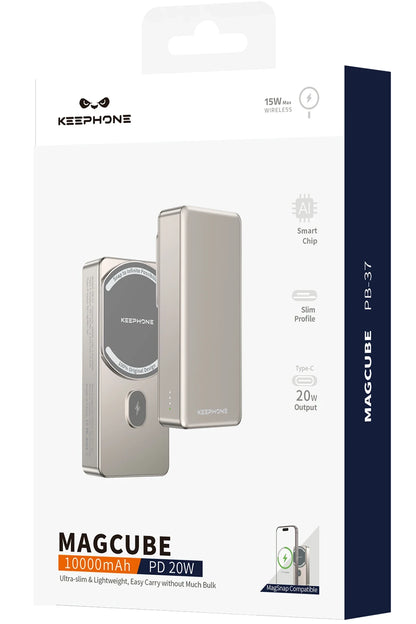Keephone PB37 MagCube 10.000 mAh Type-C 20W PD Magsafe Destekli Powerbank - Koyu Gri