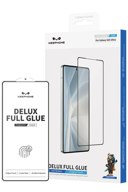 Keephone Samsung Galaxy S25 Delux Full Glue 2.5D Cam Ekran Koruyucu - Siyah