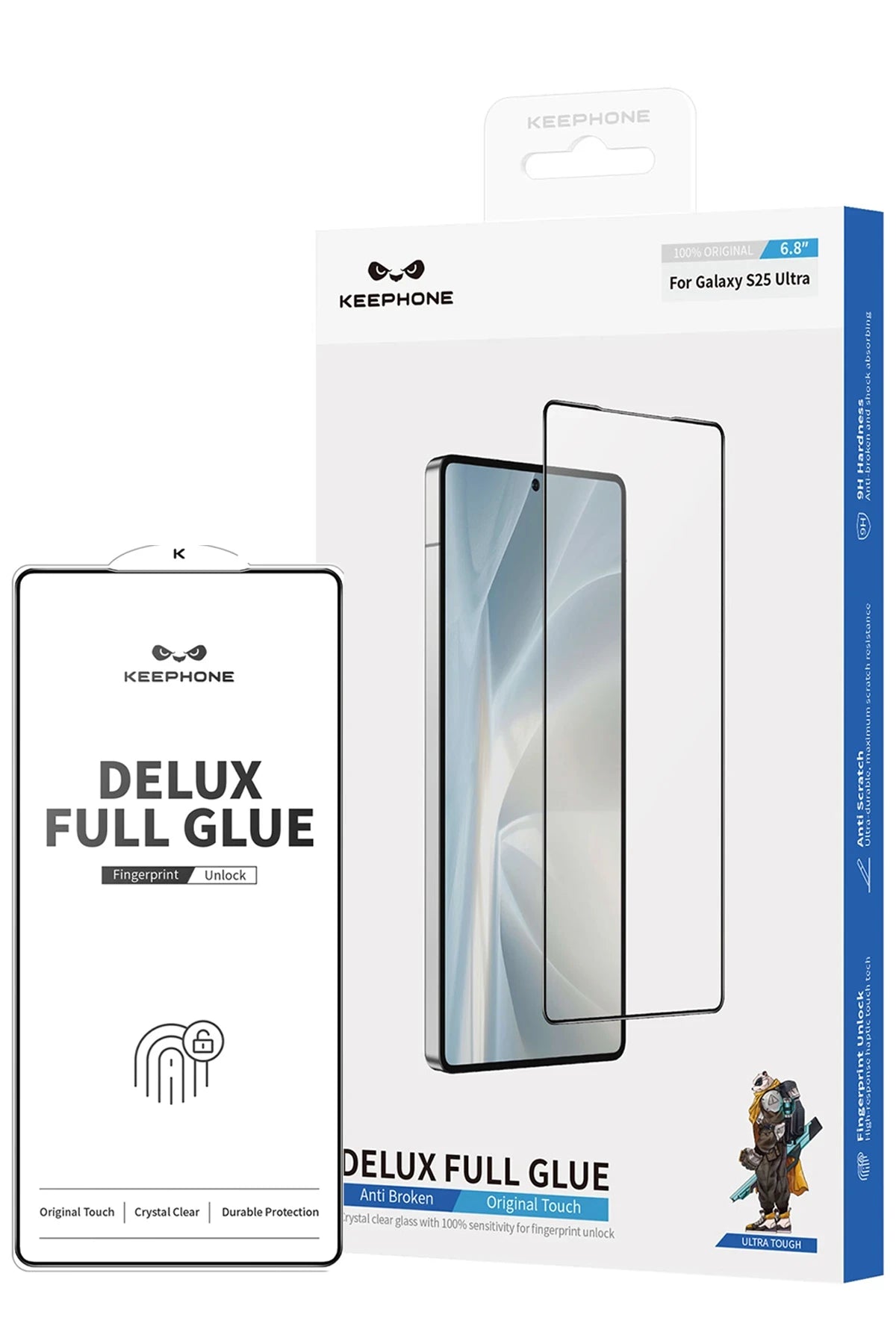 Keephone Samsung Galaxy S25 Plus Delux Full Glue 2.5D Cam Ekran Koruyucu - Siyah