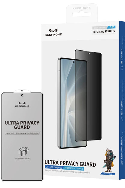 Keephone Samsung Galaxy S25 Ultra Privacy 2.5D Cam Ekran Koruyucu - Siyah