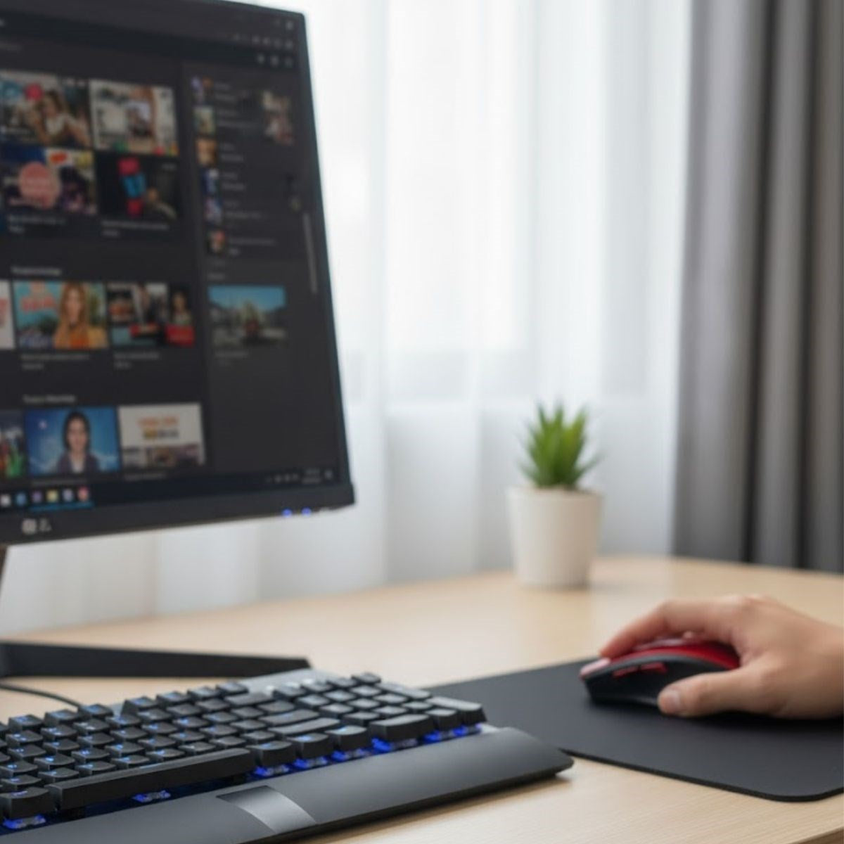 Kırmızı Renkli Baş Parmak Destekli Ergonomik Sessiz Kablosuz Mouse – USB Alıcılı, Ofis ve Oyun İçin Konforlu Bilgisayar Faresi MS6300 (5643)