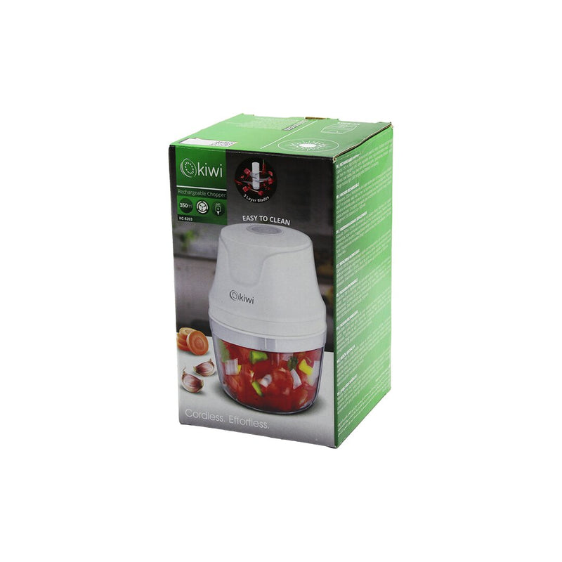 KİWİ KC-8203 USB ŞARJLI MİNİ 3 BIÇAKLI BLENDER RONDO GIDA DOĞRAYICI 350ML=MİKA KRİSTAL HAZNE (5643)