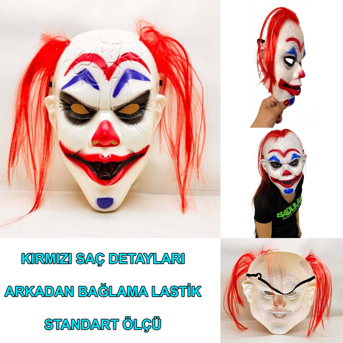 Kızıl Saçlı Joker Palyaço Maskesi (5643)