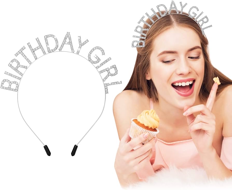 Kristal Taşlı Gümüş Birthday Girl Yazılı Doğum Günü Parti Tacı 19x11 cm (5643)