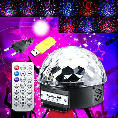 Küre Disko Topu Müzik Çalar Renkli Lazer Işıklı Bluetooth (5643)