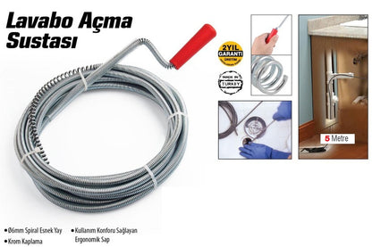 Lavabo Ve Gider Boruları Açacağı - Lavabo Açma Sustası - 5Metre (5643)