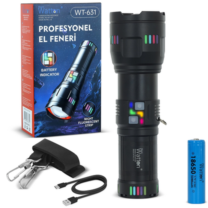 Lazer Etkili Profesyonel El Feneri 30.000 Lümen Wt-631