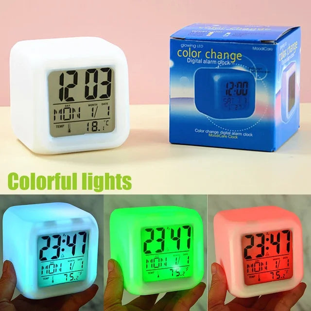 Led Dijital Renkli Masa Saati Alarm Termometre Tarih Masaüstü Saat (5643)