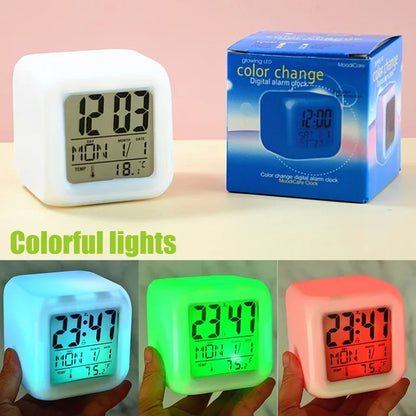 Led Dijital Renkli Masa Saati Alarm Termometre Tarih Masaüstü Saat (5643)
