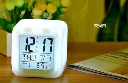 Led Dijital Renkli Masa Saati Alarm Termometre Tarih Masaüstü Saat (5643)
