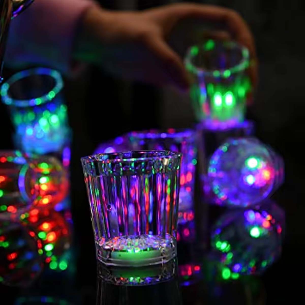 LED Işıklı Eğlence Bardakları - 3 Modlu Renk Değiştiren Bardak 12 Adet (5643)