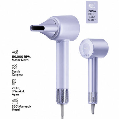 MAVİ BLDC TURBO MOTOR SAÇ KURUTMA - ŞEKİL MAKİNESİ 1500W 3-KDM.HIZ 4-KDM.ISIAYAR=SICAK-ILIK-HAFİF-SOĞUK SHD-1739 (5643)