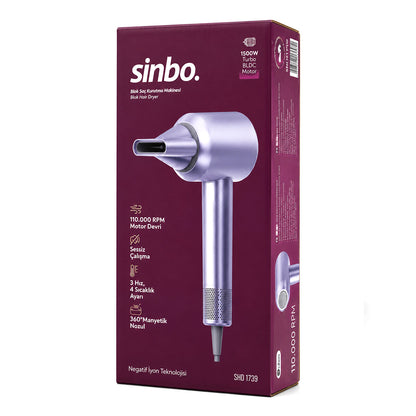 MAVİ BLDC TURBO MOTOR SAÇ KURUTMA - ŞEKİL MAKİNESİ 1500W 3-KDM.HIZ 4-KDM.ISIAYAR=SICAK-ILIK-HAFİF-SOĞUK SHD-1739 (5643)