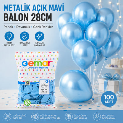 METALİK - AÇIK MAVİ BALON 11 INC - 28CM - 100PCS (5643)