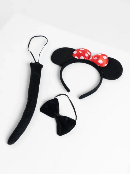 Minnie Mouse Kostüm Seti Taç Kuyruk Papyon Gösteri Seti
