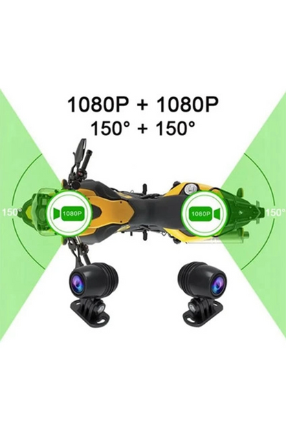 Motosiklet Kamerası Full Hd 1080p,150° Geniş Açı 3.0 Ekran Çift Ön–arka Kamera Wifi Destekli Gprs Özellikli