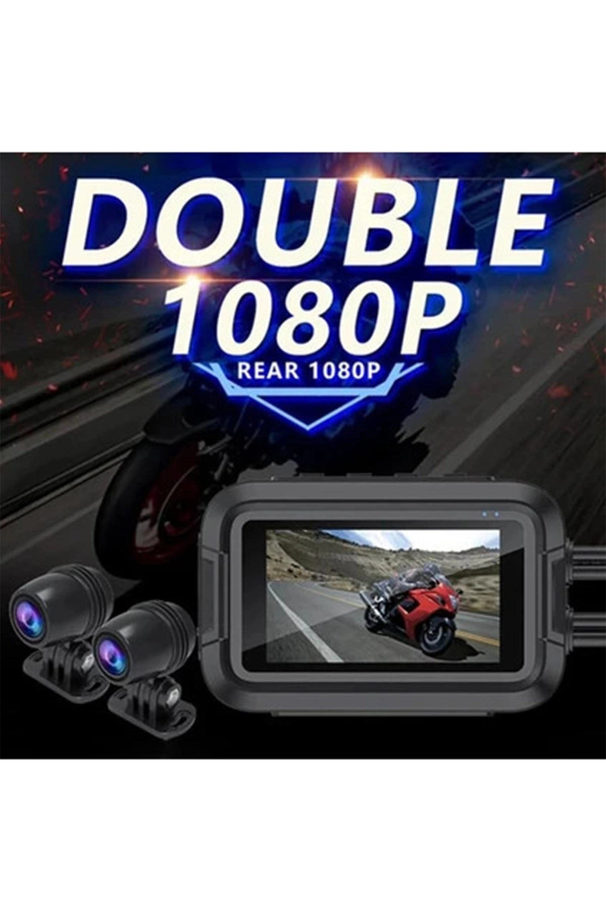 Motosiklet Kamerası Full Hd 1080p,150° Geniş Açı 3.0 Ekran Çift Ön–arka Kamera Wifi Destekli Gprs Özellikli
