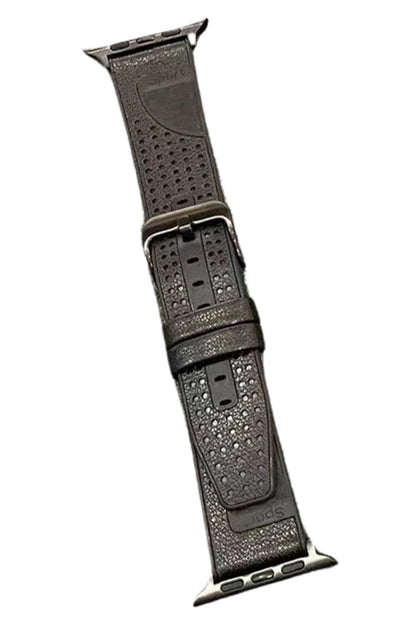 Movenchy Apple Watch 45mm Buff Deri Kordon - Siyah
