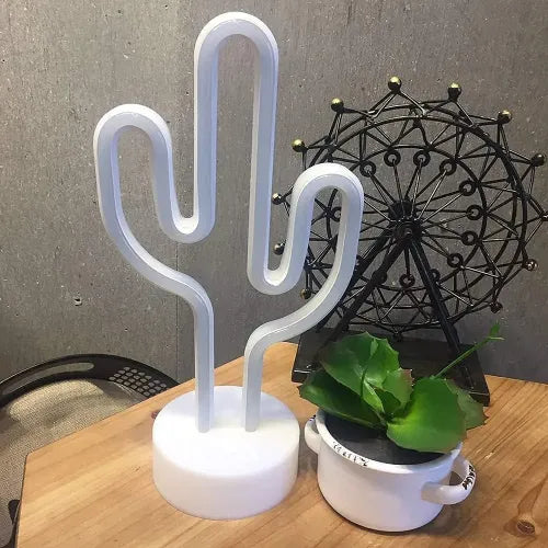 Neon Işıklı Kaktüs Masa Gece Lambası