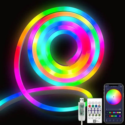 Neon LED Esnek Aydınlatma - RGB MAGIC SMART - 5 Metre Paket IP67 - Uzaktan Kumanda + Uygulama (5643)