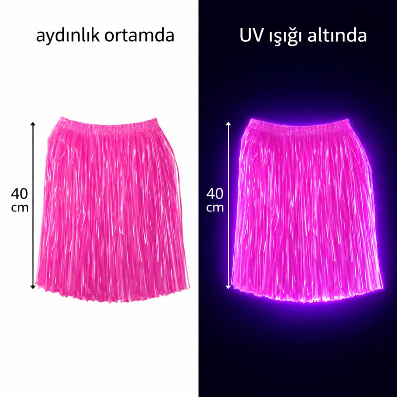 Neon Pembe Hawaii Parti Eteği 40 cm (5643)
