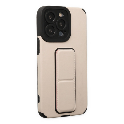 Newface Apple İphone 13 Pro Max Kılıf Mega Standlı Silikon - Gold
