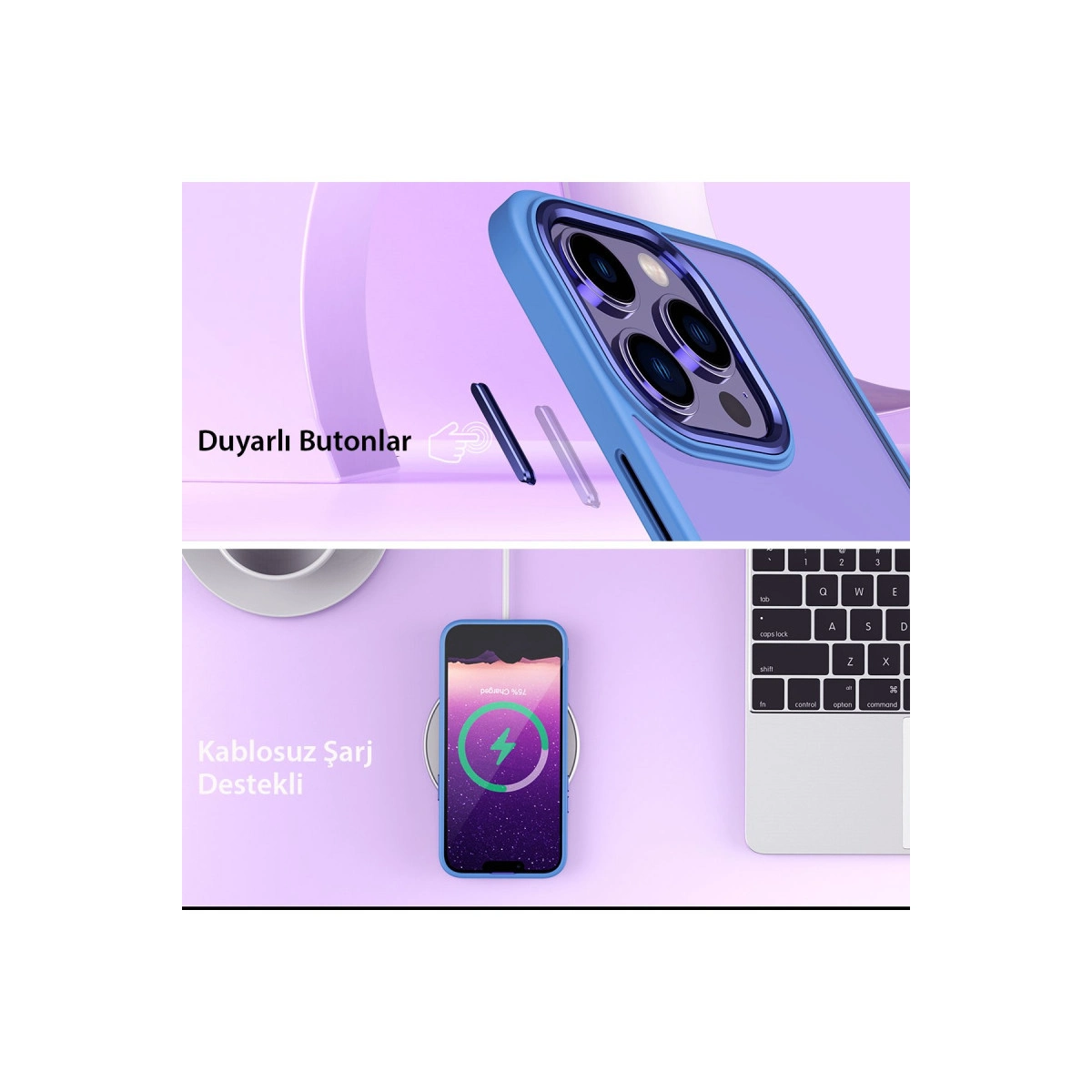 İphone 14 Pro Kılıf Power Silikon - Lila