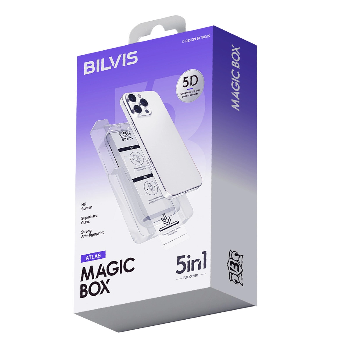 İphone 15 Pro Bilvis 5in1 3d Magic Cam Ekran Koruyucu - Siyah