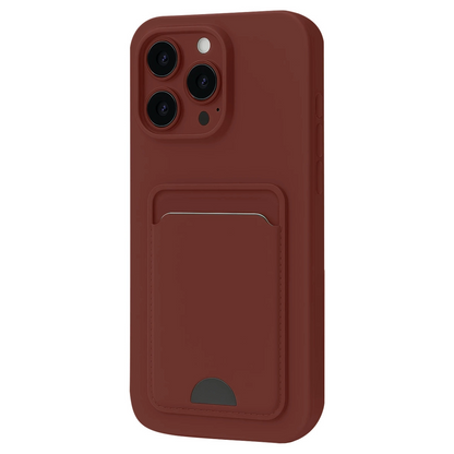 İphone 16 Pro Kılıf Kelvin Kartvizitli Silikon - Bordo