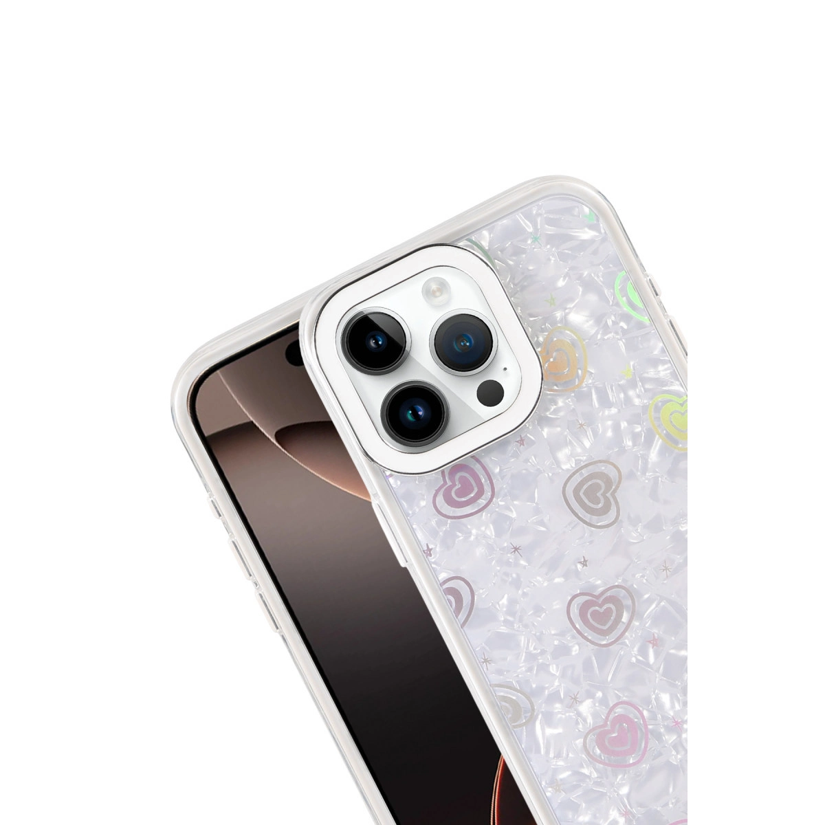 İphone 16 Pro Max Lumi Desenli Kapak - Beyaz