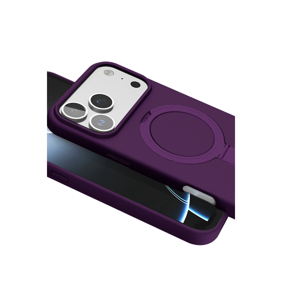 İphone 17 Pro Regal Magsafe Standlı Kapak - Derin Mor